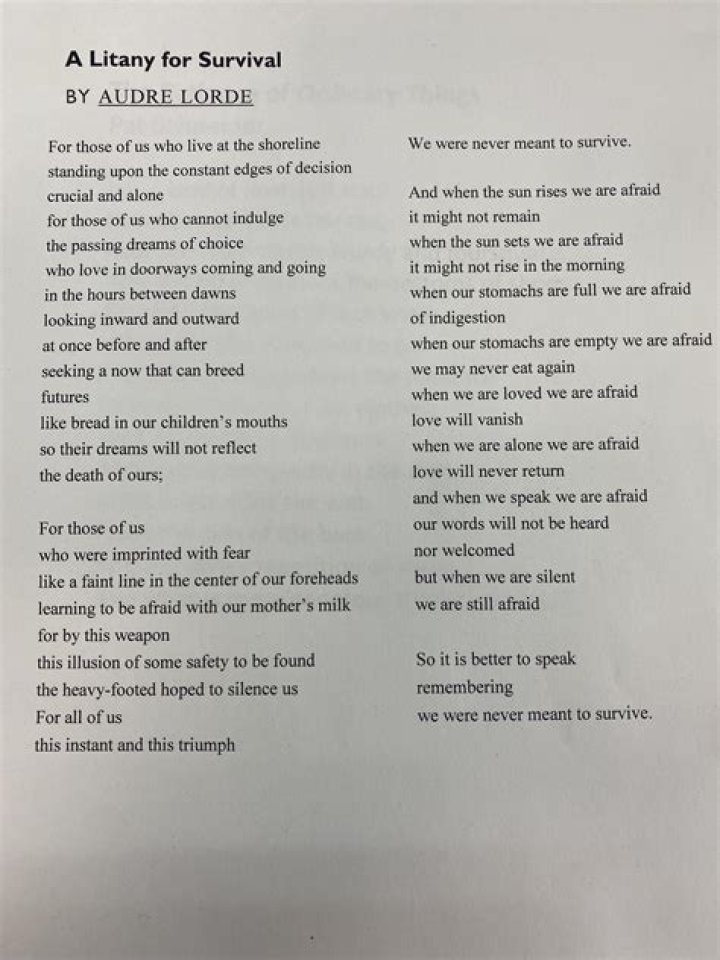 A Litany for Survival The Life and Work of Audre Lorde Audre lorde