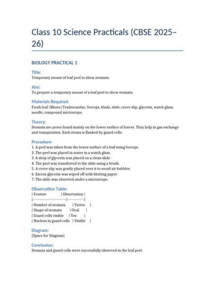 Are there any practicals for Class 10?