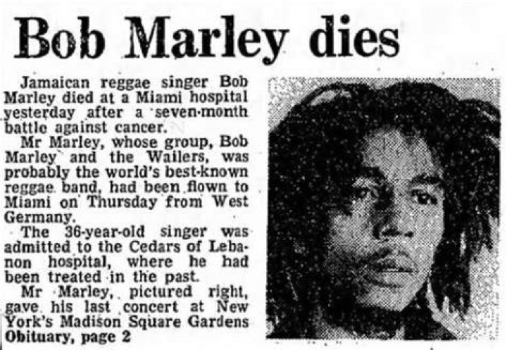 Bob Marley Death Weight