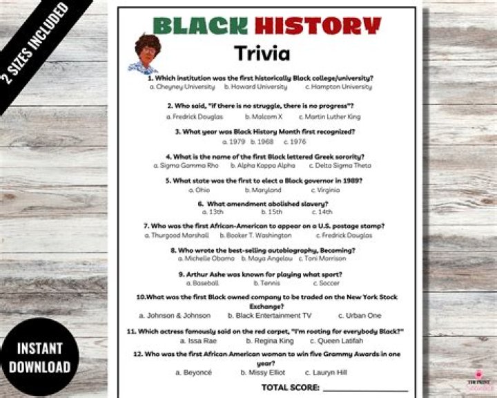Funny Black Trivia Questions Printable