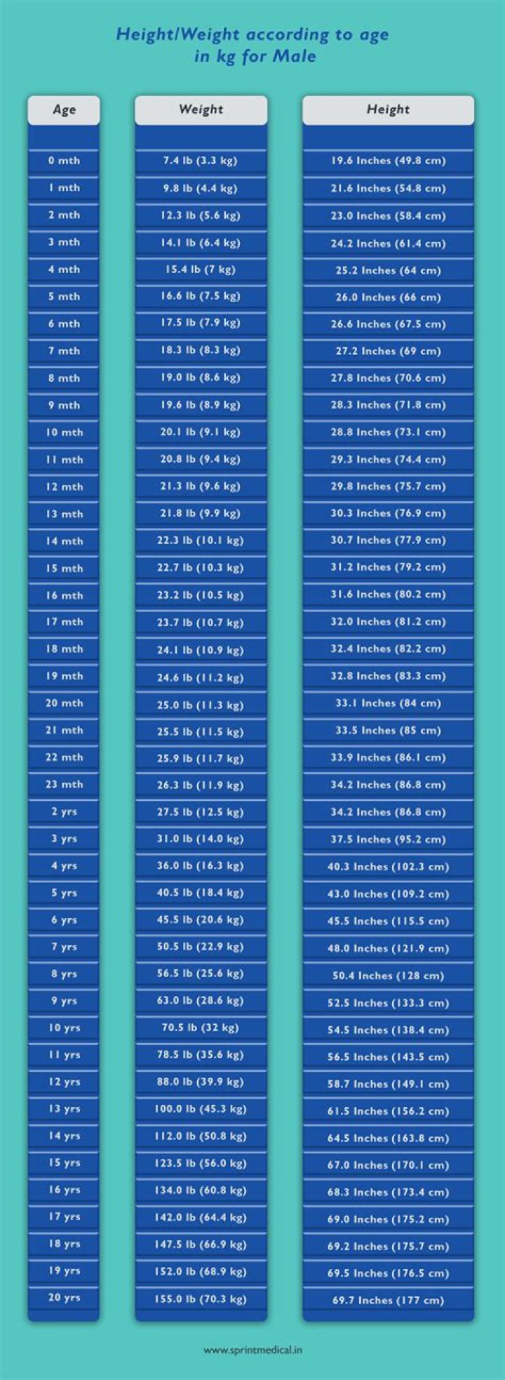 Gratis Weight Chart by Age