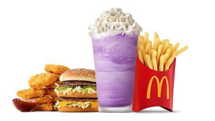 Grimace purple berry shake part of birthday meal new to McDonald's