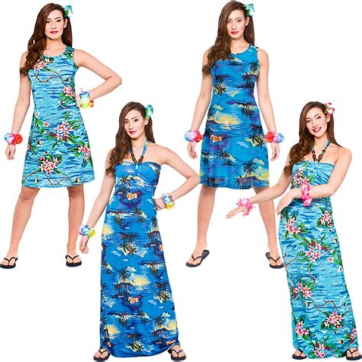 Hawaiian Ladies Fancy Dress Tropical Beach Hawaii Womens Adults Costume