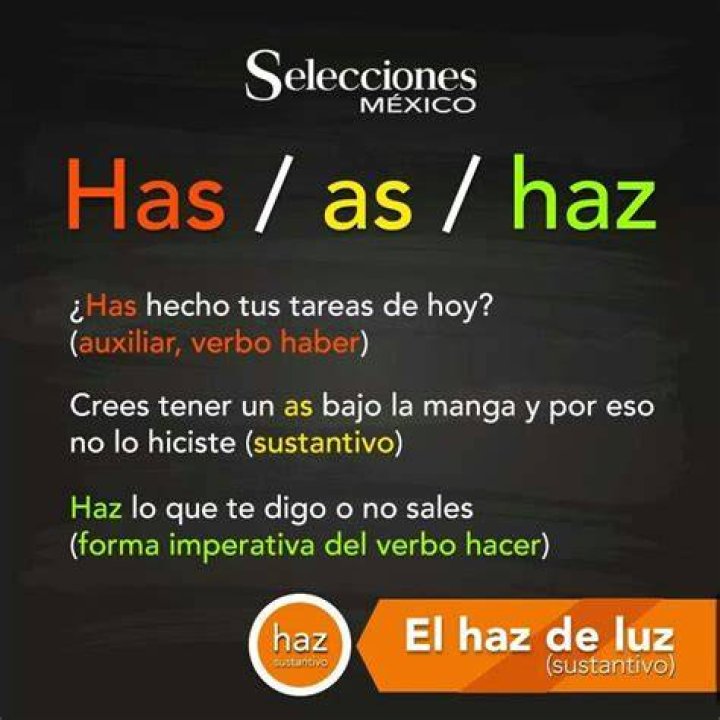 Haz, Has o As &iquest;c&oacute;mo se escribe correctamente? ejemplos