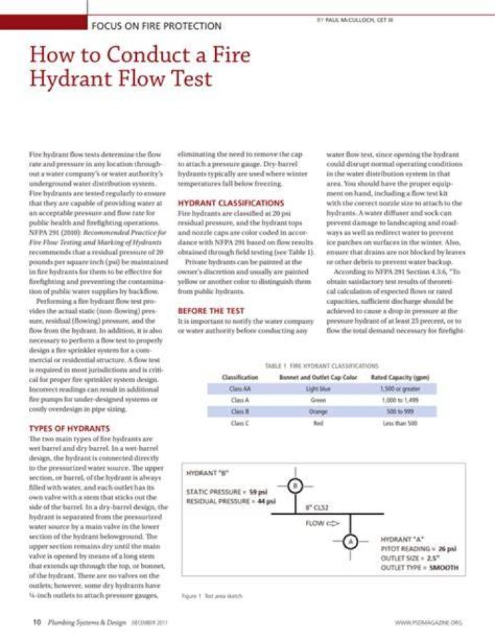 How do you conduct a fire hydrant flow test?