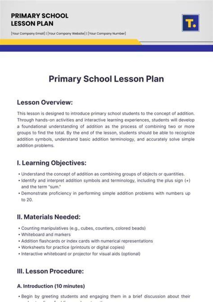 How do you prepare a lesson plan for elementary school?