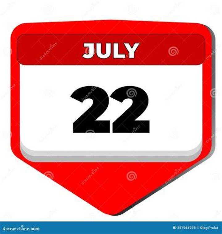 July 22. 22th Day of the Month, Calendar Date.White Blank Sheet of