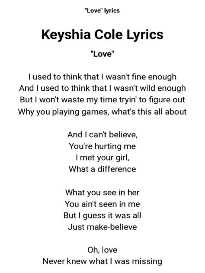 Keyshia Cole Love (Lyrics) (Never knew what I was missing But I knew