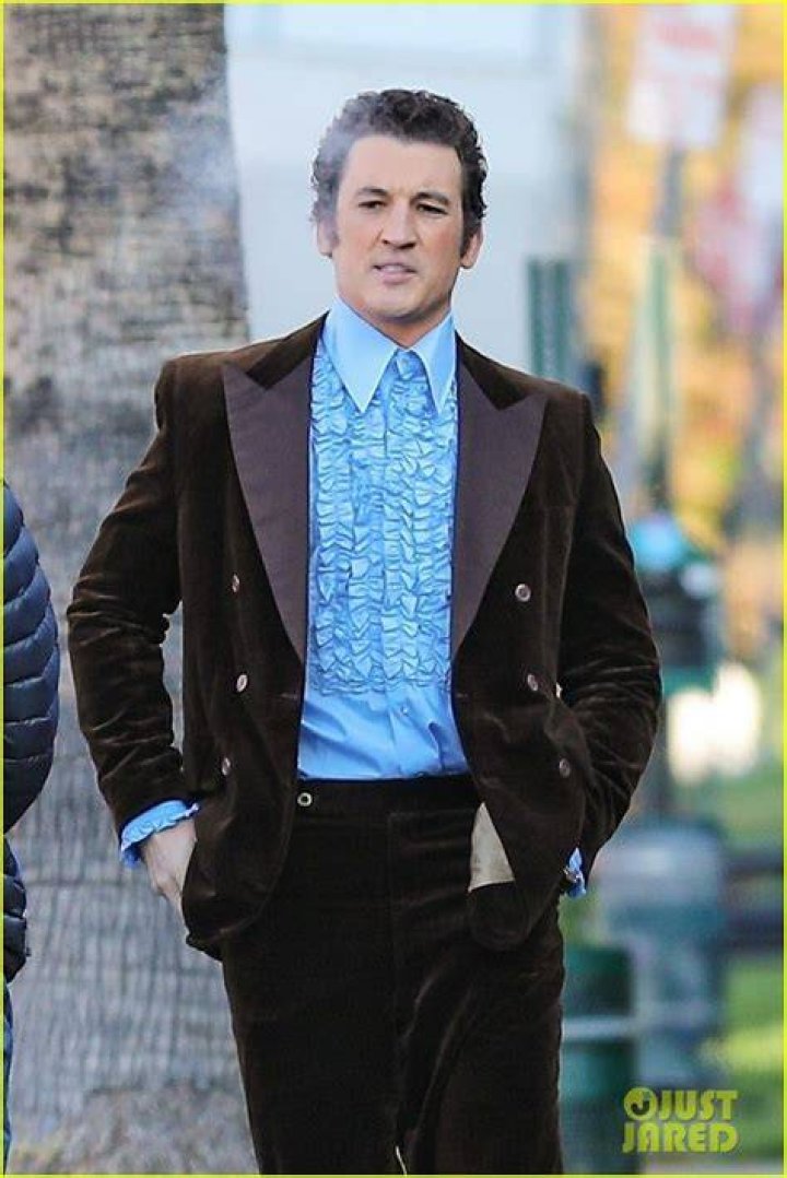 Miles Teller Sports a Velvet Tuxedo on the Set of 'The Offer' Photo
