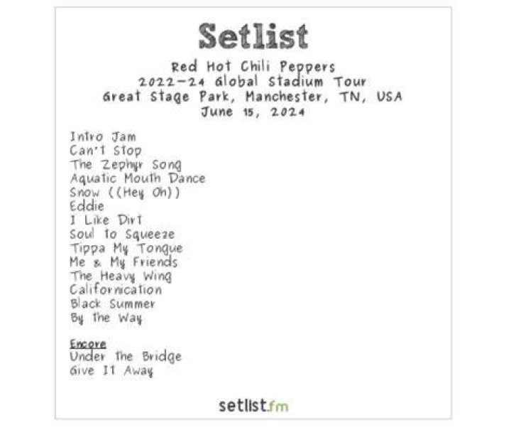 Red Hot Chili Peppers Setlist Syracuse 2024 Arlyne Jacquelynn