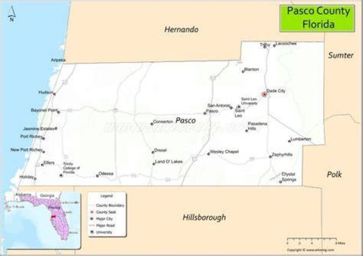 What cities are part of Pasco County Florida?