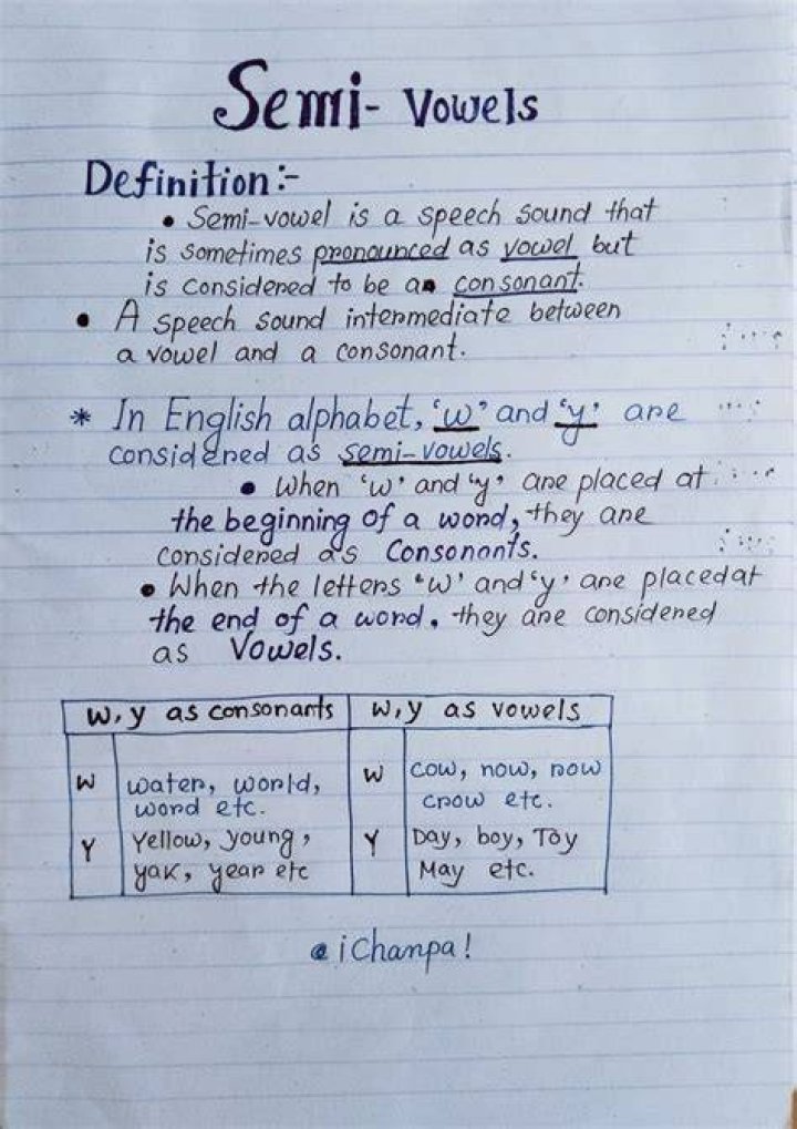 What is semivowel and example?