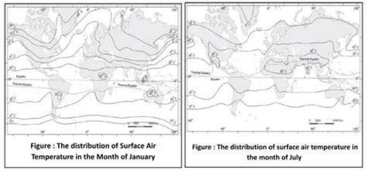 Why do isotherms shift northward from January to July?